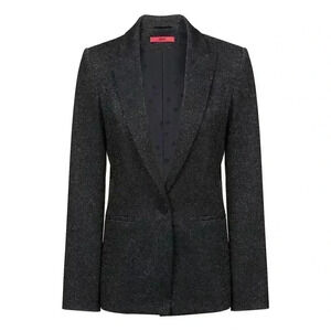 HUGO BOSS Athea Metallic Blazer Black Size 2‎